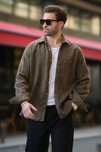 Sarı Desenli Erkek Ceket Gömlek E6755