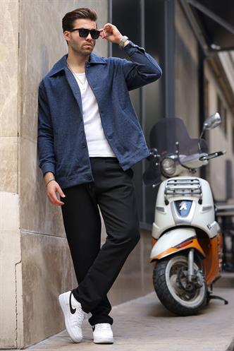 Lacivert Desenli Cepli Erkek Ceket Gömlek 6756