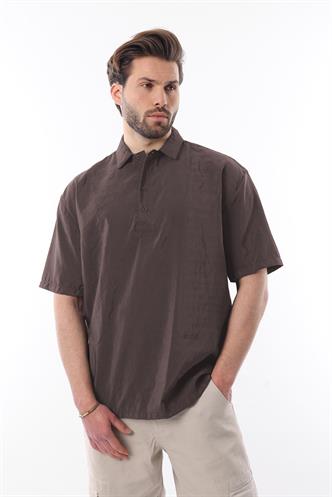 Füme Oversize Rahat Kesim Kısa Kollu Gömlek 6744