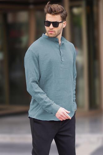 Mavi Müslin Uzun Kollu Erkek Gömlek 6742