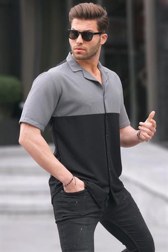 Siyah Kısa Kollu Erkek Gömlek 6707