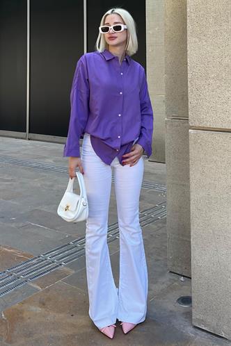 Mad Girls Oversize Purple Shirt MG1369