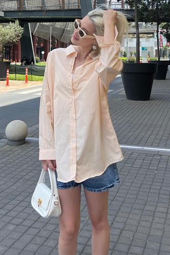 Yellow Striped Over Fit Shirt MG1525