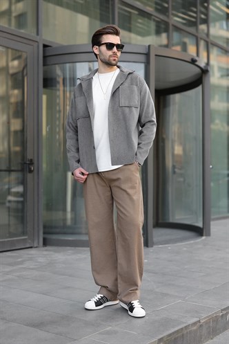 Antrasit Cepli Basic Erkek Polar Gömlek E6764