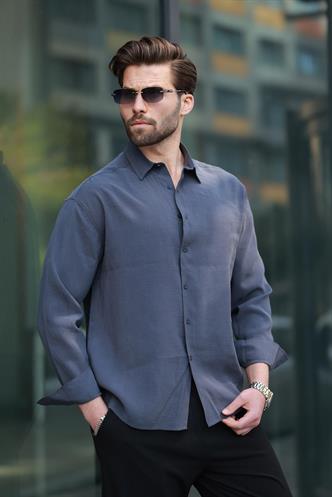 Füme  Basic Uzun Kollu Erkek Gömlek E6762