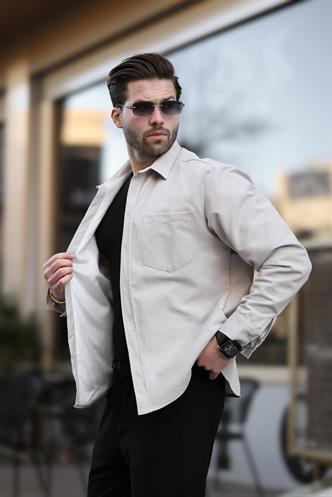 Bej İçi Polarlı Erkek Gömlek E6759