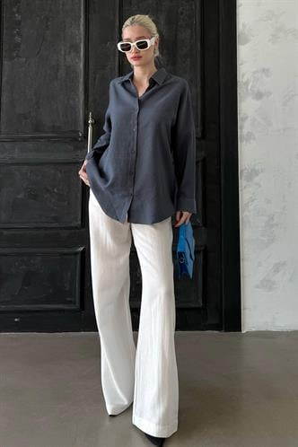 Füme Uzun Kollu Oversize Gömlek MG2003