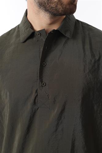 Haki Oversize Rahat Kesim Kısa Kollu Gömlek 6744