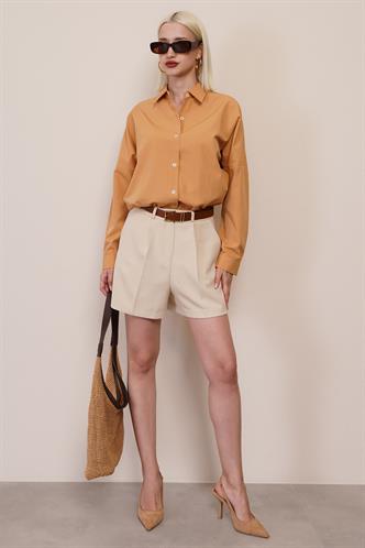 Mad Girls Camel Oversize Gömlek MG1369
