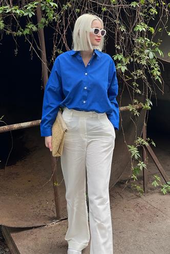 Mad Girls Oversize Saxe Blue Shirt MG1369