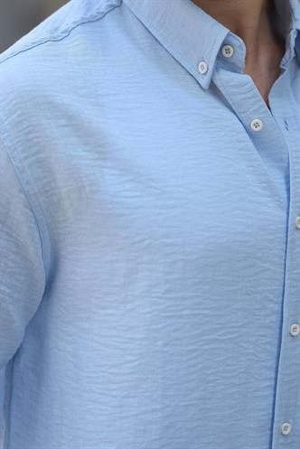 Bebe Mavisi Uzun Kollu Oversize Erkek Gömlek 6735