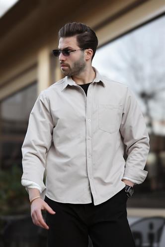 Bej İçi Polarlı Erkek Gömlek E6759