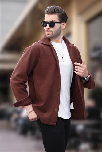 Kahverengi Düğmeli Erkek Polar Gömlek 6753