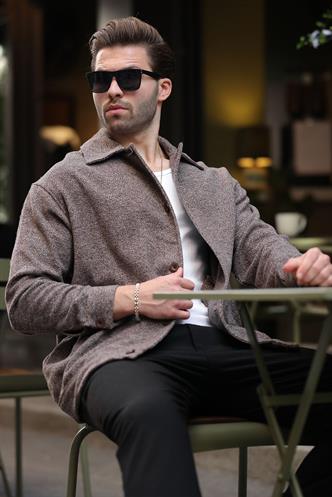 Kahverengi Desenli Cepli Erkek Ceket Gömlek 6756