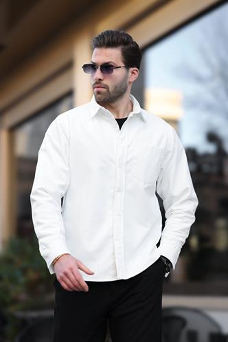 Beyaz İçi Polarlı Erkek Gömlek E6759