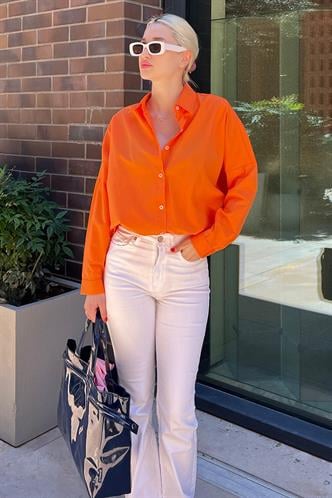 Mad Girls Oversize Orange Shirt MG1369