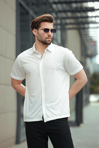 Beyaz Basic Kısa Kollu Erkek Gömlek E6760