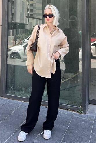 Mad Girls Oversize Beige Shirt MG1369