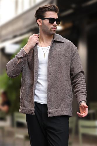 Kahverengi Desenli Cepli Erkek Ceket Gömlek 6756