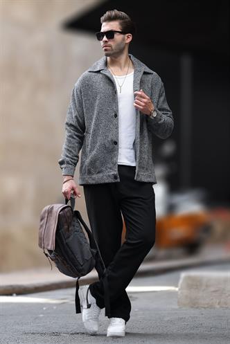 Siyah Desenli Cepli Erkek Ceket Gömlek 6756