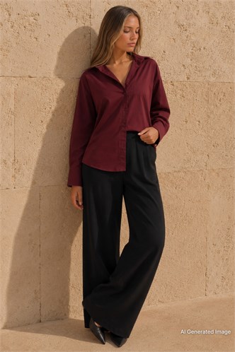 Bordo Basic Kadın Gömlek Mg2355