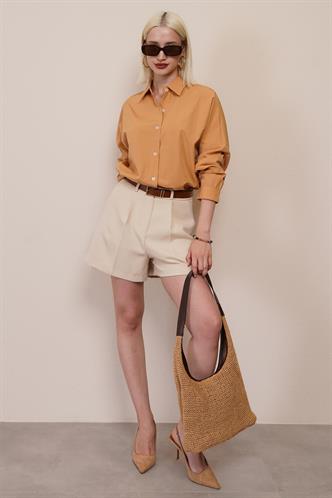 Mad Girls Camel Oversize Gömlek MG1369