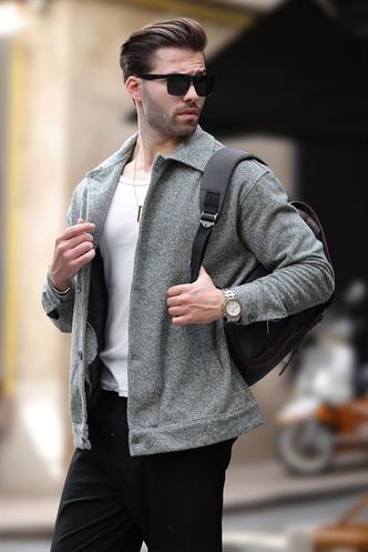 Haki Desenli Cepli Erkek Ceket Gömlek 6756