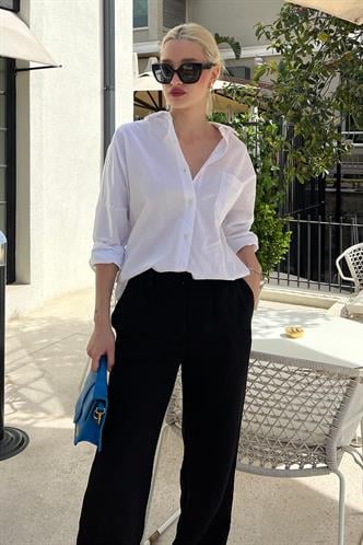 White Oversize Basic Poplin Shirt MG1530