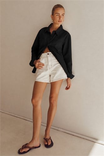 Siyah Uzun Kollu Oversize Gömlek MG2003