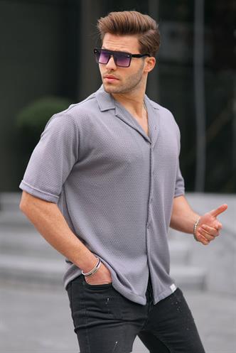 Antrasit Kısa Kollu Erkek Gömlek 6728