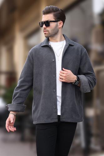 Füme Düğmeli Erkek Polar Gömlek 6753