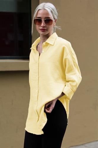 Sarı Muslin Kumaş Basic Kadın Gömlek MG1660