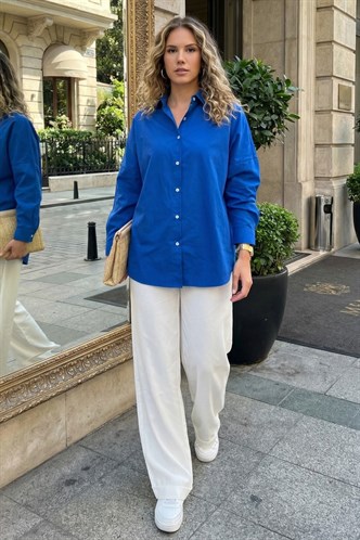 Mad Girls Oversize Saxe Blue Shirt MG1369