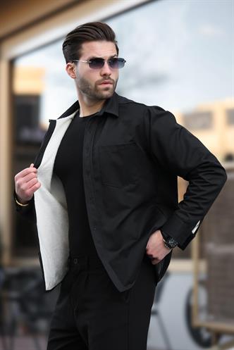 Siyah İçi Polarlı Erkek Gömlek E6759