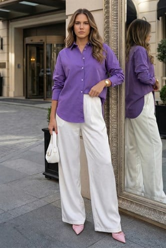 Mad Girls Oversize Purple Shirt MG1369