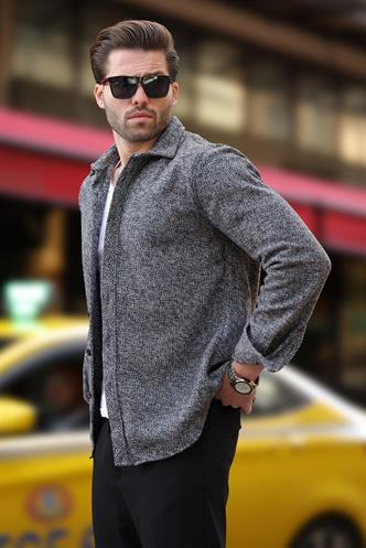 Siyah Desenli Erkek Ceket Gömlek E6755