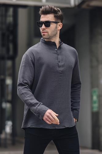 Erkek Füme Müslin Uzun Kollu Gömlek 6742