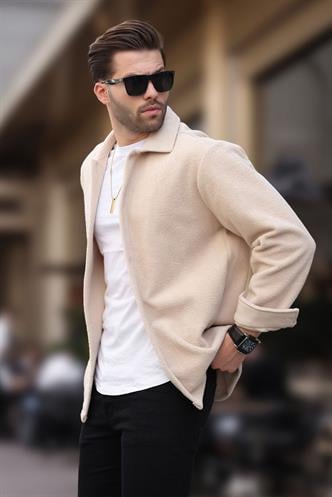 Bej Düğmeli Erkek Polar Gömlek 6753