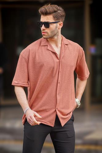 Kiremit Kısa Kollu Erkek Gömlek 6736