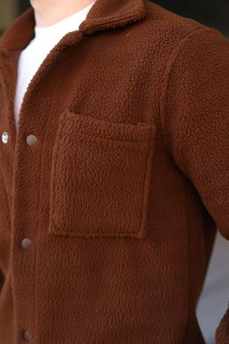 Kahverengi Çıt Kapamalı Yandan Cepli Erkek Gömlek Ceket E6769