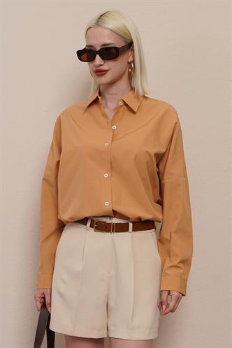 Mad Girls Camel Oversize Gömlek MG1369