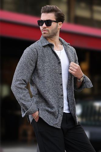 Siyah Desenli Erkek Ceket Gömlek E6755