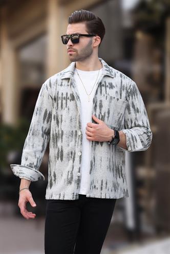 Gri Desenli Tek Cepli Erkek Polar Gömlek 6750