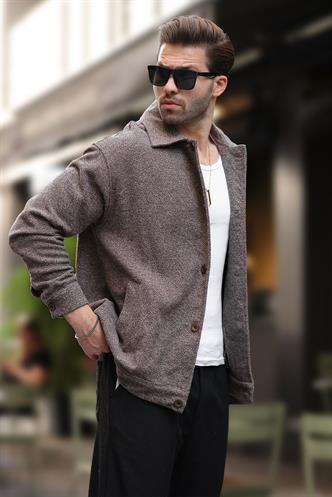 Kahverengi Desenli Cepli Erkek Ceket Gömlek 6756