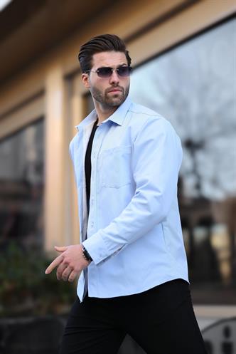 Mavi İçi Polarlı Erkek Gömlek E6759