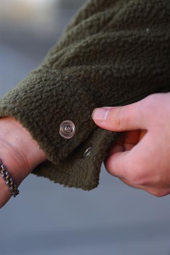 Haki Çıt Kapamalı Yandan Cepli Erkek Gömlek Ceket E6769