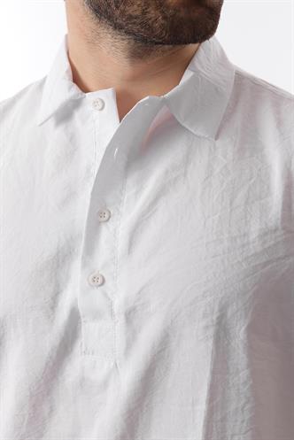 Beyaz Oversize Rahat Kesim Kısa Kollu Gömlek 6744