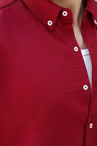 Bordo Mavisi Uzun Kollu Oversize Erkek Gömlek 6735