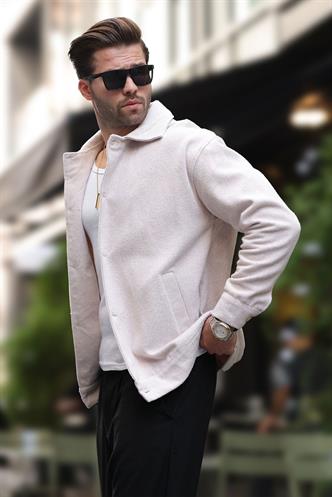 Bej Desenli Cepli Erkek Ceket Gömlek 6756