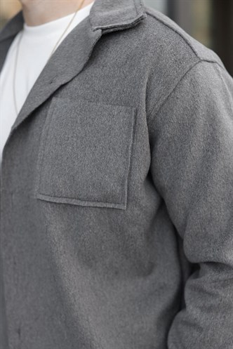 Antrasit Cepli Basic Erkek Polar Gömlek E6764